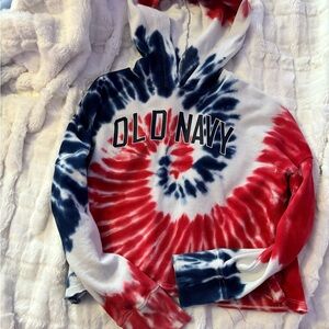 Old Navy Blue and White Tie-Dye Hoodie